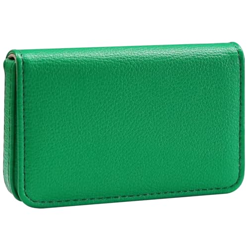 AI-DEE Business Card Holder，PU Leather Business Card Case Color Printing Pattern Card Holder Wallet，Pockets Magnetic Credit Card Holders for Men and Women - Dark Green - Image 1