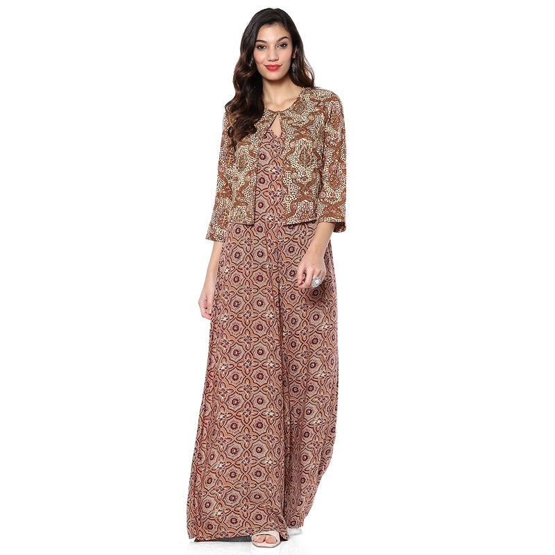 Biba Women's Beige Rayon Straight Dress_42 - Image 4