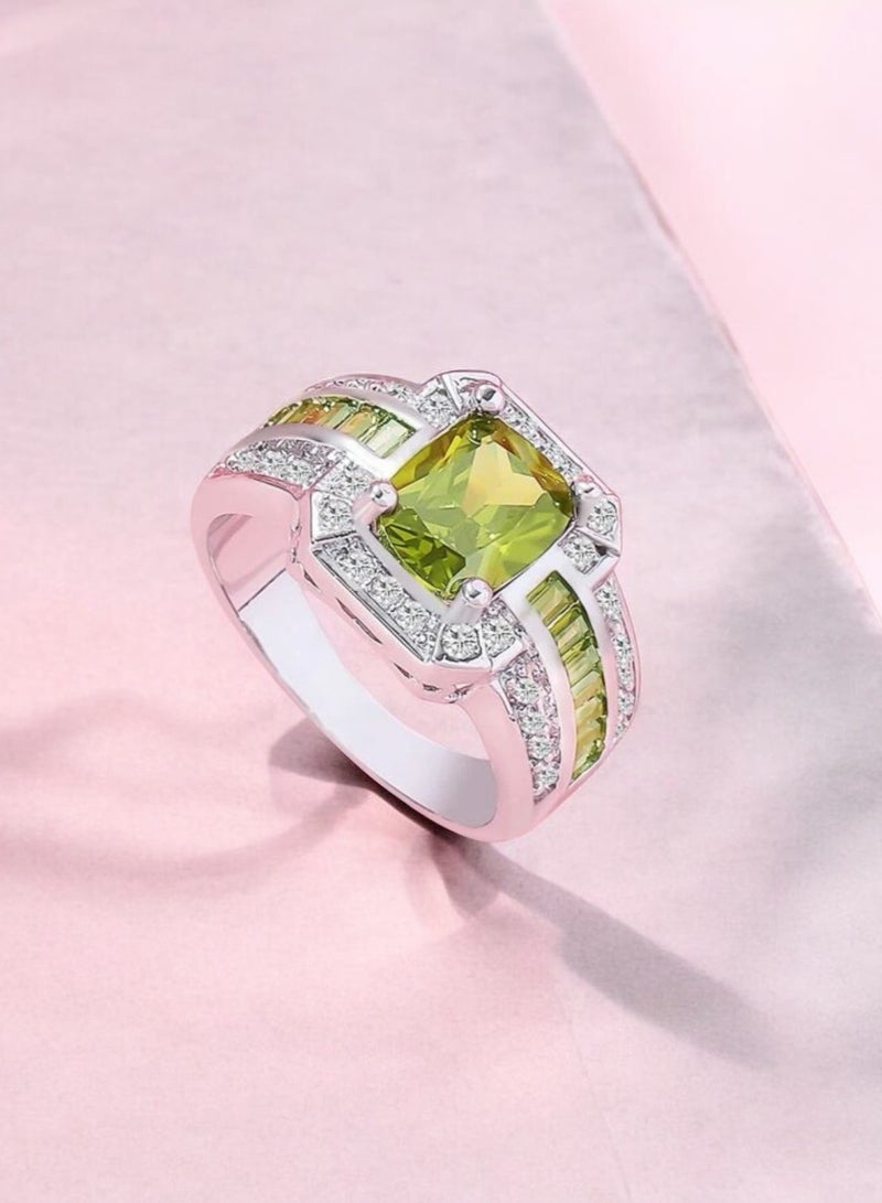 نونز أب خاتم نسائي مطلي بالفضة ومرصع بالزركون مقاس 7 - Image 2