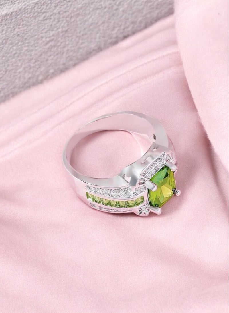 نونز أب خاتم نسائي مطلي بالفضة ومرصع بالزركون مقاس 7 - Image 1