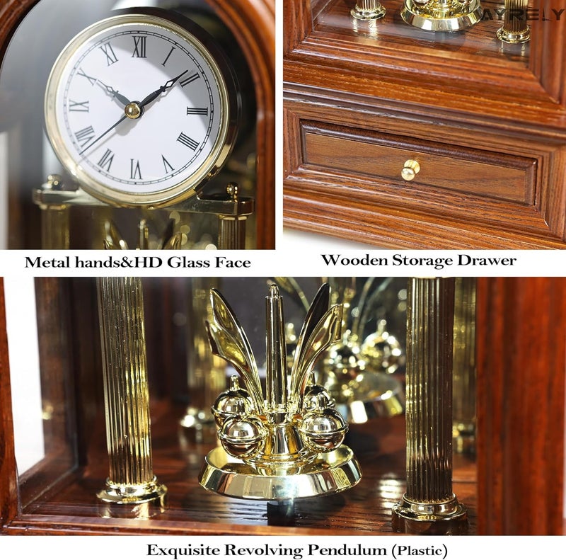 AYRELY ® Wooden Table Anniversary Clock, Antique Shelf Clocks, Revolving Pendulum Mantel Clocks, Desk Grandfather Clock for Living Room, Home Decor Gift - Image 5