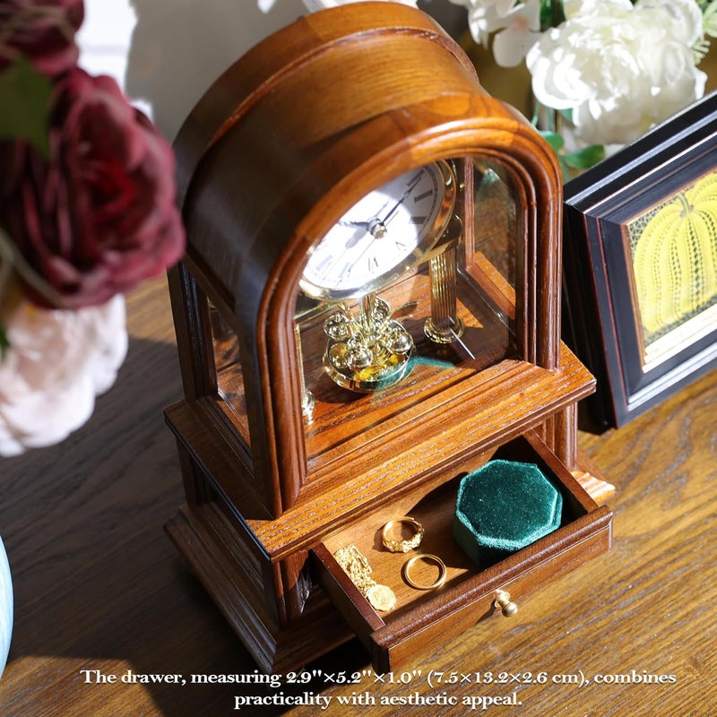 AYRELY ® Wooden Table Anniversary Clock, Antique Shelf Clocks, Revolving Pendulum Mantel Clocks, Desk Grandfather Clock for Living Room, Home Decor Gift - Image 4