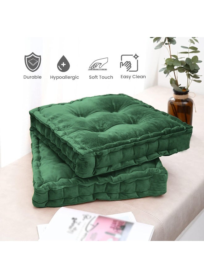 Rest Box Cushion Seat Pad Premium Velvet Chair Pad Adults Chair Armchair Dark Green 40Cm X 40Cm + 8Cm  - Image 4