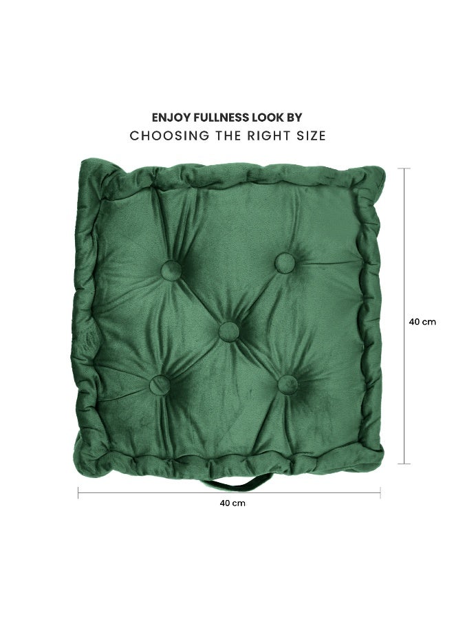 Rest Box Cushion Seat Pad Premium Velvet Chair Pad Adults Chair Armchair Dark Green 40Cm X 40Cm + 8Cm  - Image 5