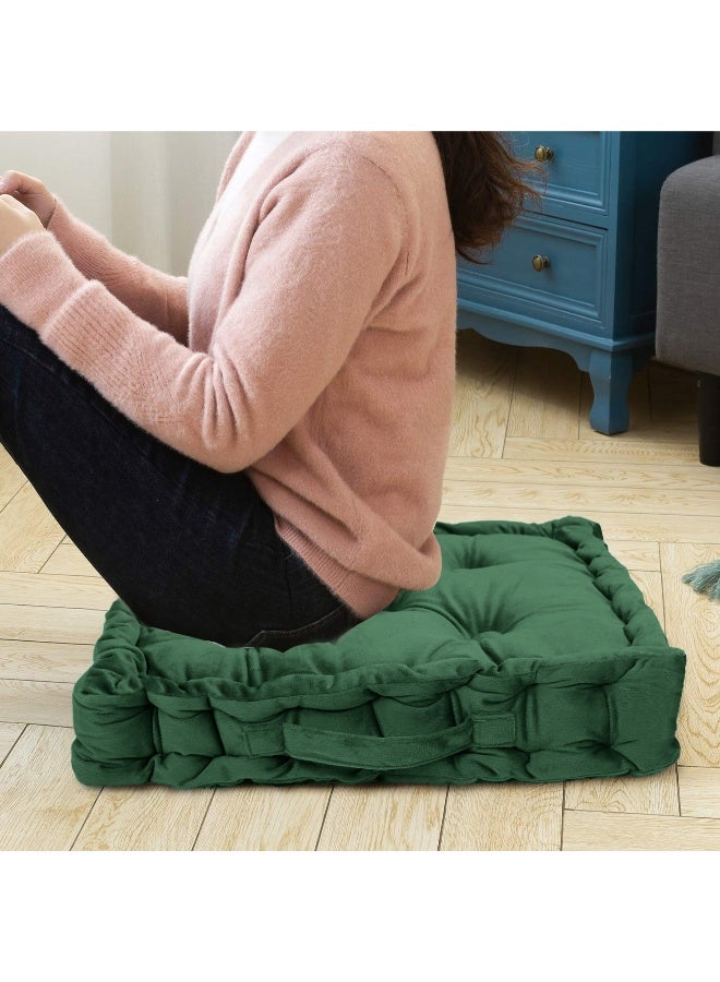 Rest Box Cushion Seat Pad Premium Velvet Chair Pad Adults Chair Armchair Dark Green 40Cm X 40Cm + 8Cm  - Image 3