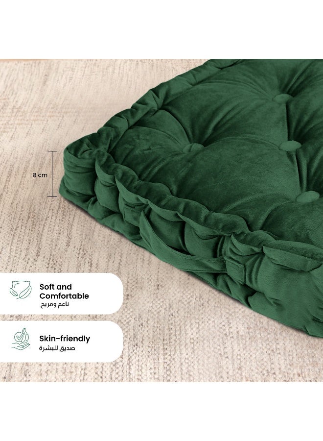 Rest Box Cushion Seat Pad Premium Velvet Chair Pad Adults Chair Armchair Dark Green 40Cm X 40Cm + 8Cm  - Image 2