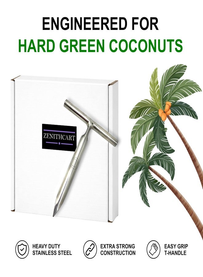 ZenithCart Heavy Duty Food Grade Stainless Steel Tender Green Coconut Opener, Pack of 1 - Image 3