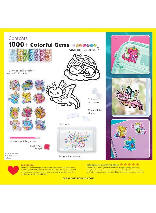 Creativity for Kids Big Gem Diamond Painting Kit: Axolotl Stickers & Suncatcher Kit - Boys and Girls Art & Craft, Axolotl Toys and Gifts for Kids (Ages 6+) - Image 2