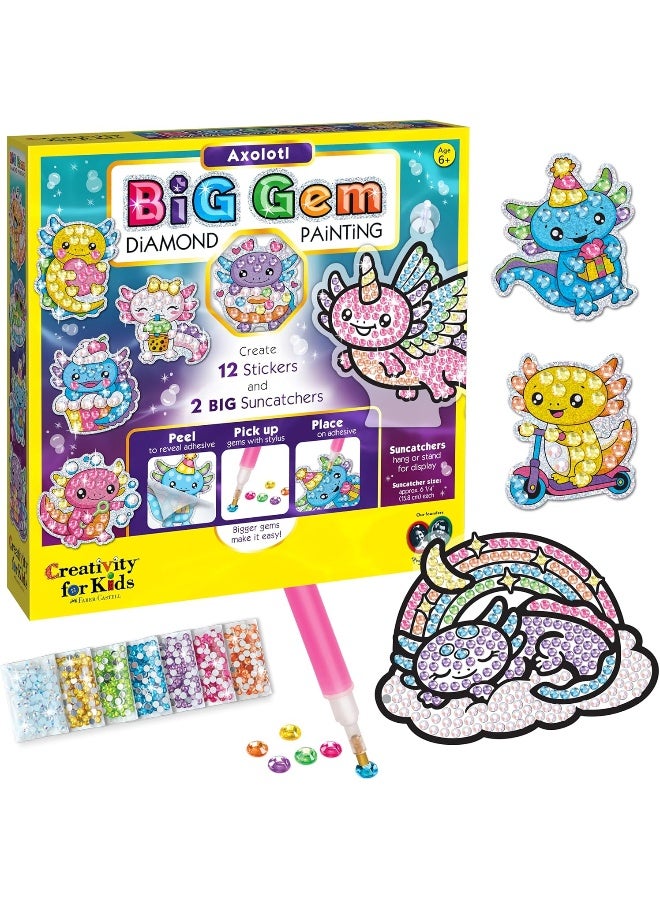 Creativity for Kids Big Gem Diamond Painting Kit: Axolotl Stickers & Suncatcher Kit - Boys and Girls Art & Craft, Axolotl Toys and Gifts for Kids (Ages 6+) - Image 1