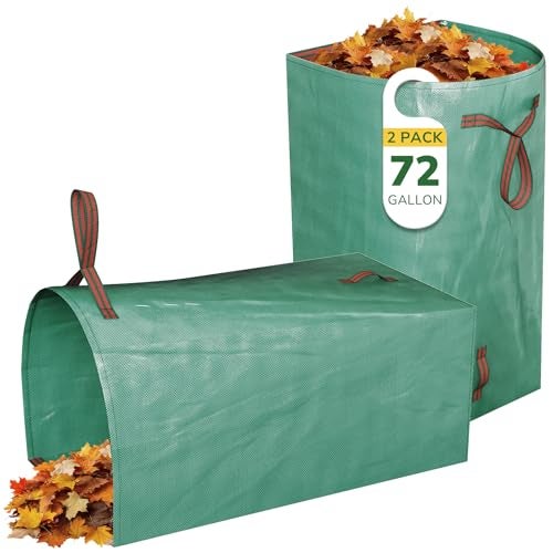 GreatBuddy Lawn Bag 72 Gallon Yard Waste Bags Heavy Duty PP Garden Leaf Bags for Leaves Grass and Debris Reusable Foldable Leaf Collector with Handles Wide Opening and Selfstand Design 2 Pack - Image 1