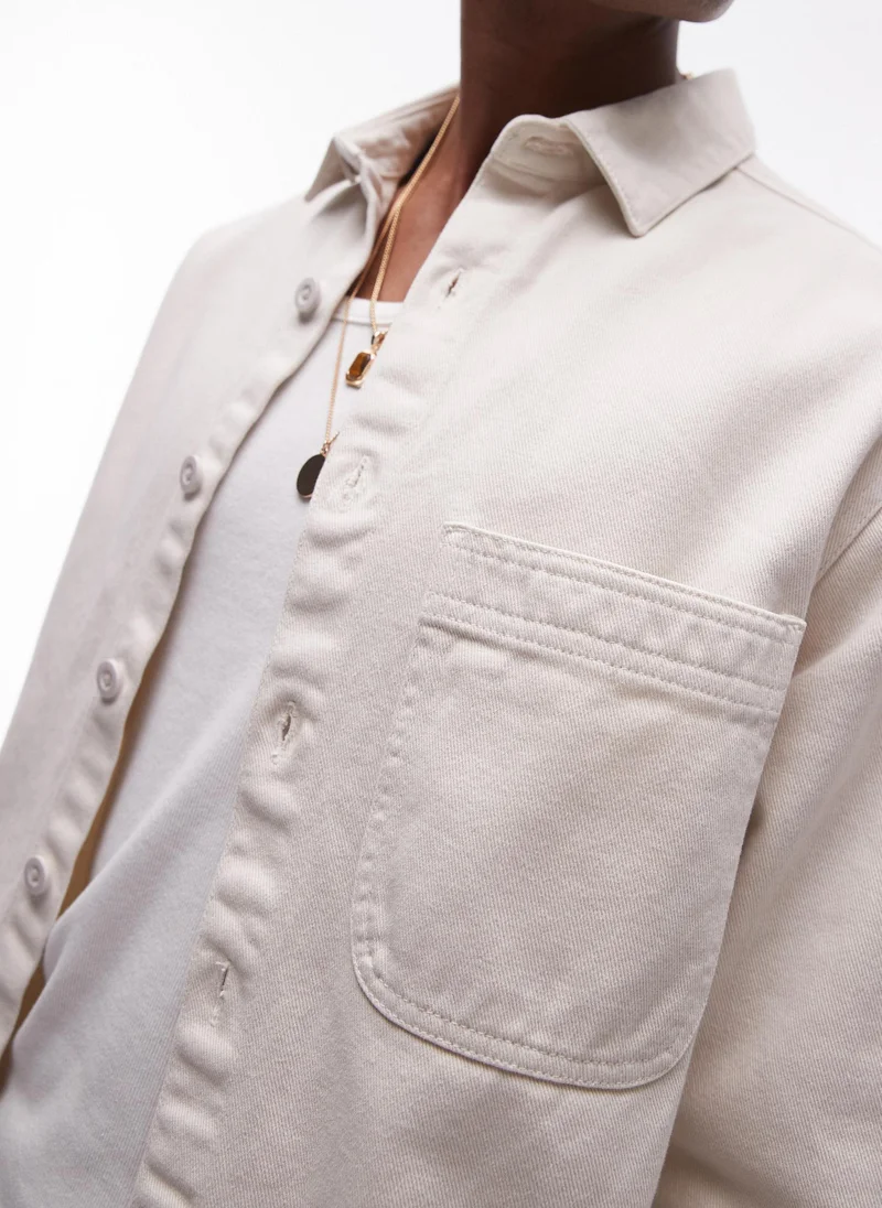 توب مان Relaxed Fit Button Through Oversized Shirt