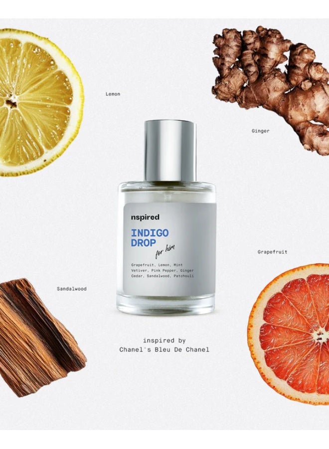 Nspired عطر إنديجو دروب مستوحى من بلو دي شانيل للرجال، عطر 100 مل - Image 1