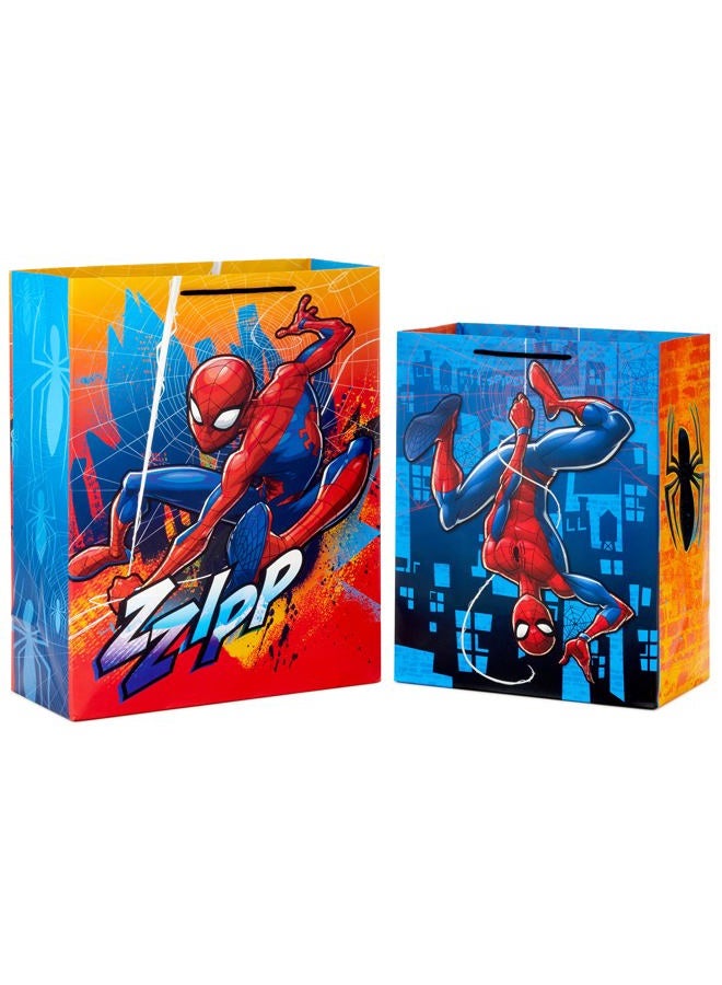 Hallmark Spider-Man, 13", 1 Extra Large 15" Marvel Superhero Gift Bag Bundle for Kids, Christmas, Halloween, Birthdays, Assorted, Red, orange, blue - Image 1