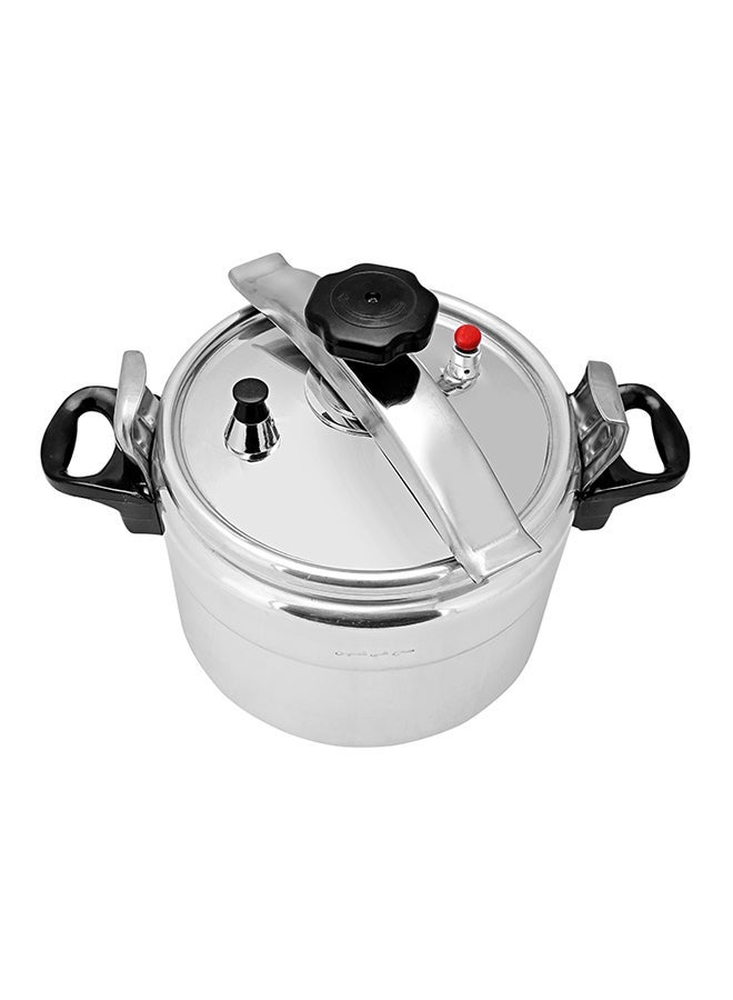9L Aluminum Pressure Cooker with Multi-Safety Device – Unique Pressure Indicator, Durable Aluminium Alloy Construction, Specially Designed Valve, Innocuous Silicone Sealing Ring, Three-ply Compacting Welding Base, Firm Handles  Gas/Ceramic/Halogen Compatible – Silver Silver/Black 9Liters - Image 1