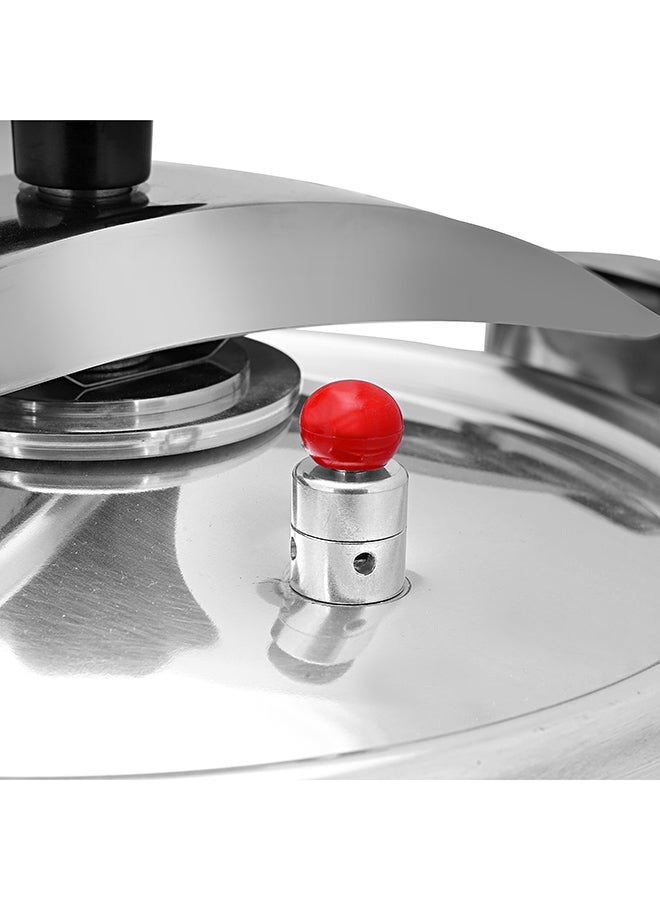 9L Aluminum Pressure Cooker with Multi-Safety Device – Unique Pressure Indicator, Durable Aluminium Alloy Construction, Specially Designed Valve, Innocuous Silicone Sealing Ring, Three-ply Compacting Welding Base, Firm Handles  Gas/Ceramic/Halogen Compatible – Silver Silver/Black 9Liters - Image 5