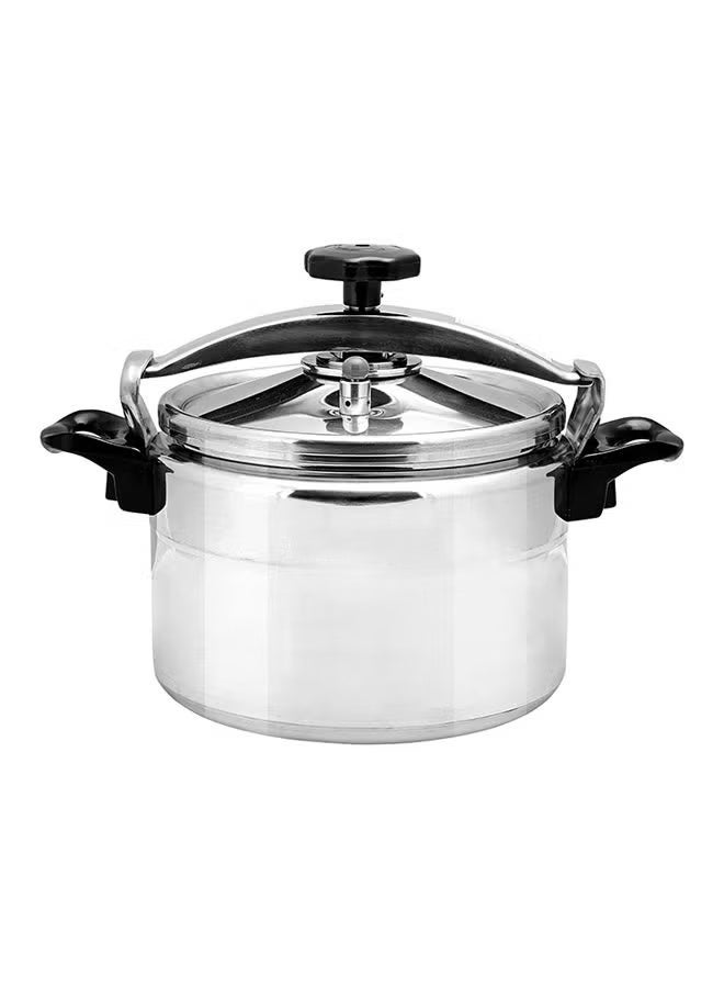 9L Aluminum Pressure Cooker with Multi-Safety Device – Unique Pressure Indicator, Durable Aluminium Alloy Construction, Specially Designed Valve, Innocuous Silicone Sealing Ring, Three-ply Compacting Welding Base, Firm Handles  Gas/Ceramic/Halogen Compatible – Silver Silver/Black 9Liters - Image 2