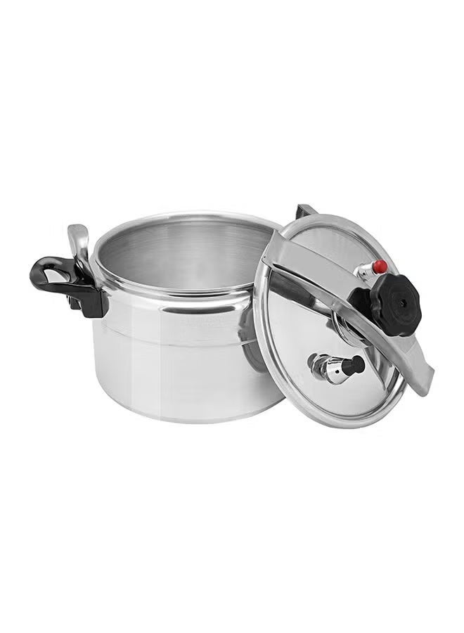 9L Aluminum Pressure Cooker with Multi-Safety Device – Unique Pressure Indicator, Durable Aluminium Alloy Construction, Specially Designed Valve, Innocuous Silicone Sealing Ring, Three-ply Compacting Welding Base, Firm Handles  Gas/Ceramic/Halogen Compatible – Silver Silver/Black 9Liters - Image 3