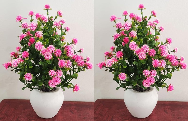 BAARIG BAARIG Set of 2 Table Flower top Bonsai for Home Shop Office Gifting Bonsai Wild Artificial Plant with Pot 20 cm Pink  - Image 3