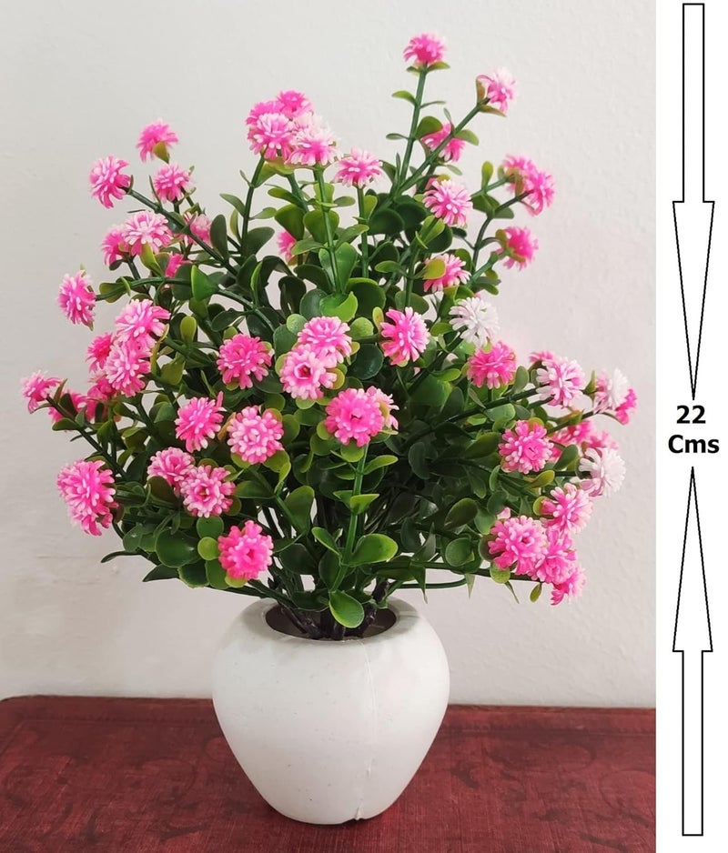 BAARIG BAARIG Set of 2 Table Flower top Bonsai for Home Shop Office Gifting Bonsai Wild Artificial Plant with Pot 20 cm Pink  - Image 2