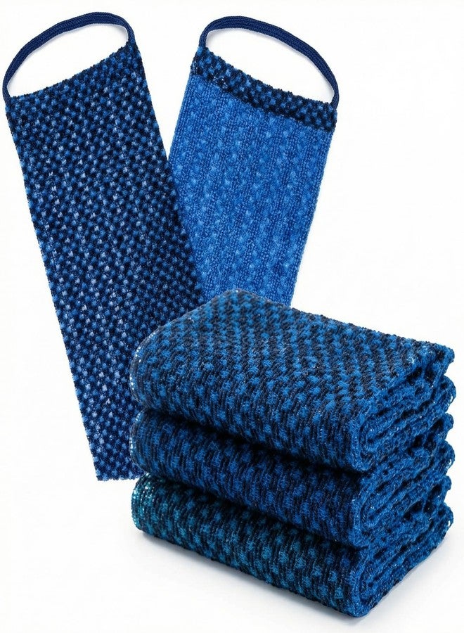 Chumia 3 Pcs Dual-Textured Exfoliating Washcloth Towel Body Back Scrubber with Handle Japanese Exfoliating Shower Towel Exfoliator Exfoliate Loofah Luffa Sponge Wash Cloth for Women Men Bath - Image 1
