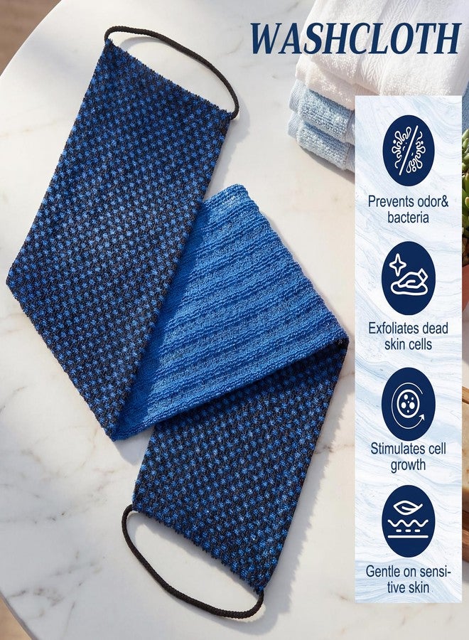 Chumia 3 Pcs Dual-Textured Exfoliating Washcloth Towel Body Back Scrubber with Handle Japanese Exfoliating Shower Towel Exfoliator Exfoliate Loofah Luffa Sponge Wash Cloth for Women Men Bath - Image 5