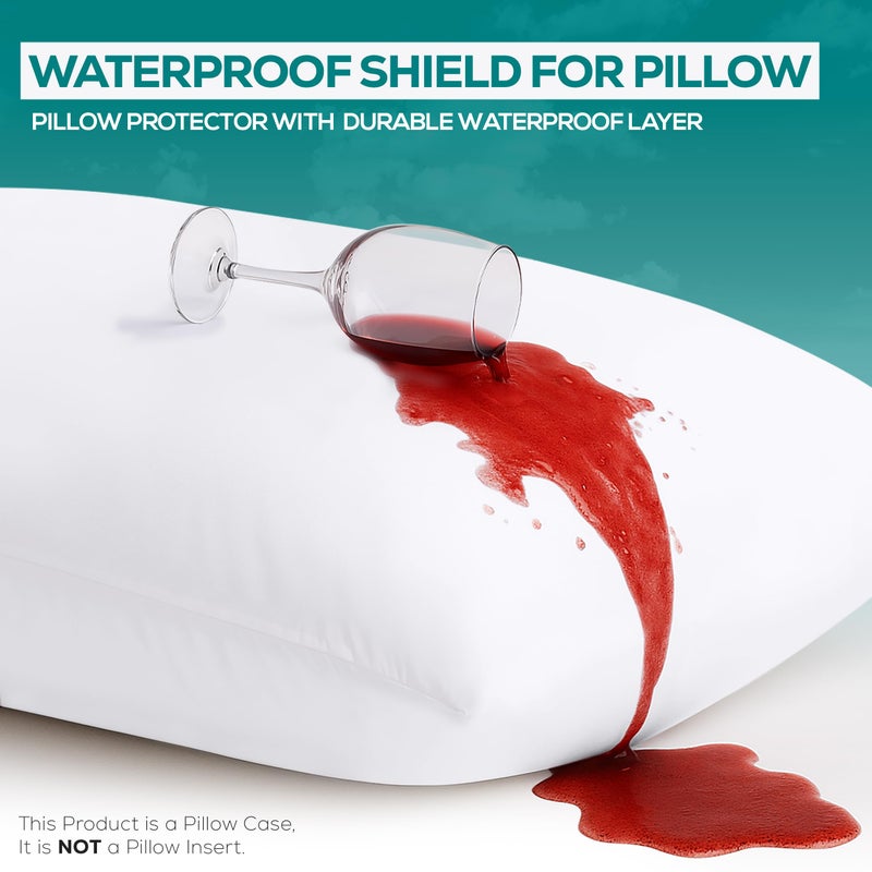 Utopia Bedding Waterproof Pillow Protectors Zippered Queen Size (2 Pack, White), Zippered Pillowcases, Bed Bug Proof Pillow Encasement Covers 20 x 28 Inches - Image 3