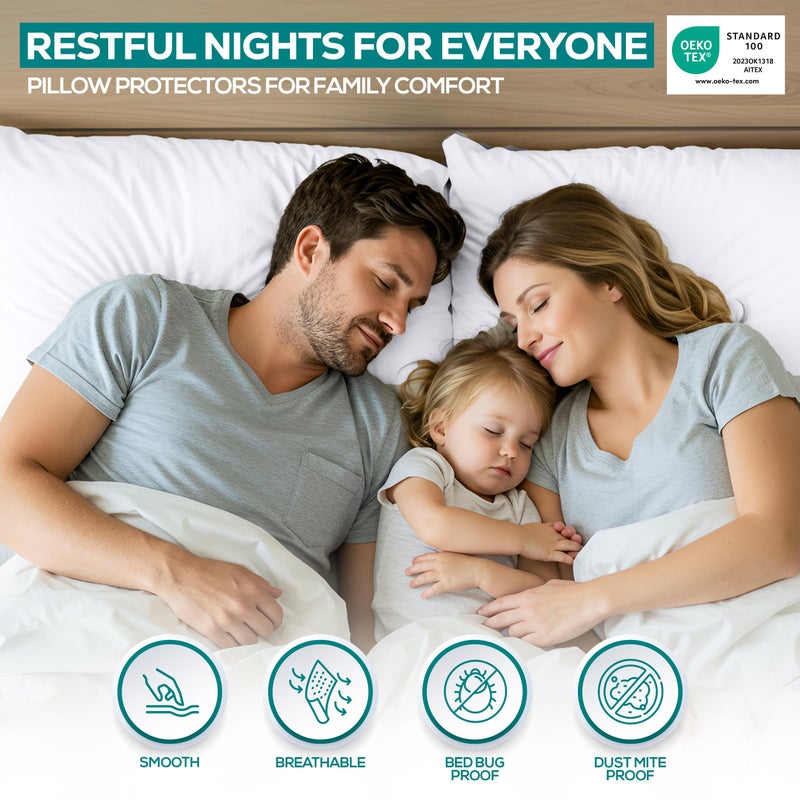 Utopia Bedding Waterproof Pillow Protectors Zippered Queen Size (2 Pack, White), Zippered Pillowcases, Bed Bug Proof Pillow Encasement Covers 20 x 28 Inches - Image 5