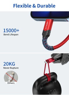 JSAUX USB C to Lightning Cable [2 Pack 6FT], [Apple MFi Certified] iPhone 13 Charger Cable Compatible with iPhone 14/13 Pro/13 Pro Max/12 Pro/11 Pro Max/X/XS/XR/8, iPad 9th 2021, AirPods Pro-Red  - Image 5