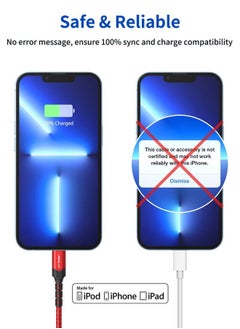 JSAUX USB C to Lightning Cable [2 Pack 6FT], [Apple MFi Certified] iPhone 13 Charger Cable Compatible with iPhone 14/13 Pro/13 Pro Max/12 Pro/11 Pro Max/X/XS/XR/8, iPad 9th 2021, AirPods Pro-Red  - Image 4