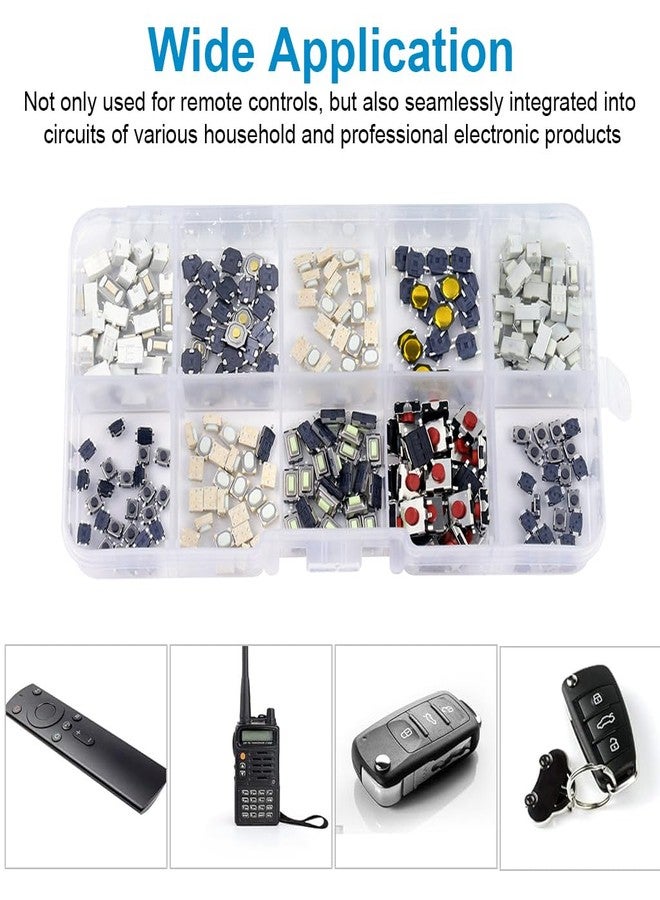 Serplex® 250pcs Push Button Switches Push Button Switch On Off Replacement Remote Control Button Replacements for Repairing with 10 Designs Micro Push Button Replacements with Box - Image 5