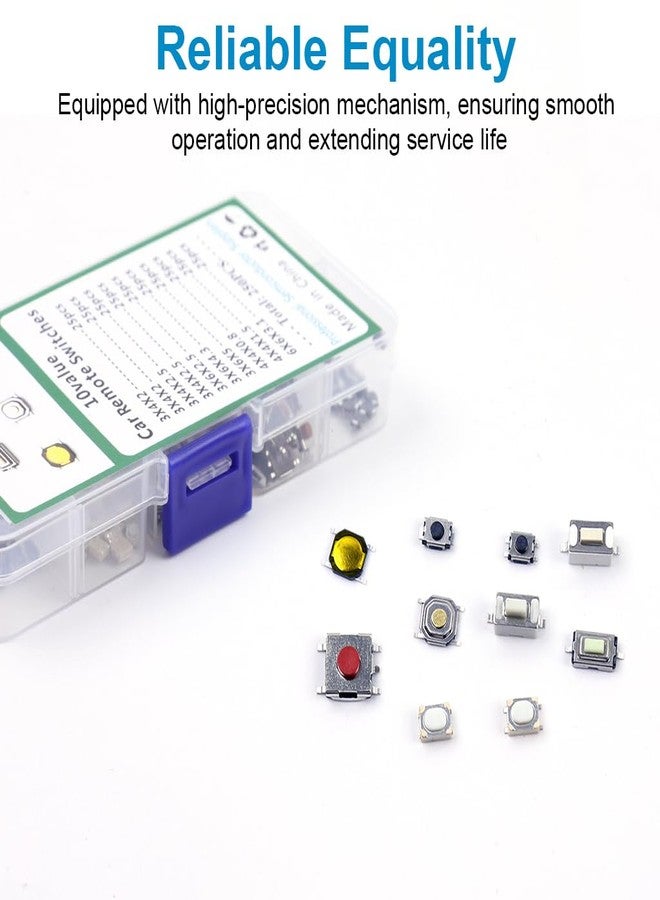 Serplex® 250pcs Push Button Switches Push Button Switch On Off Replacement Remote Control Button Replacements for Repairing with 10 Designs Micro Push Button Replacements with Box - Image 3
