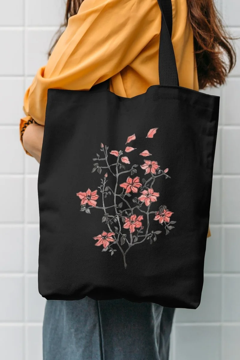 Çınar Bez Çanta Çınar Cloth Bag We Heart It Black Canvas Bag