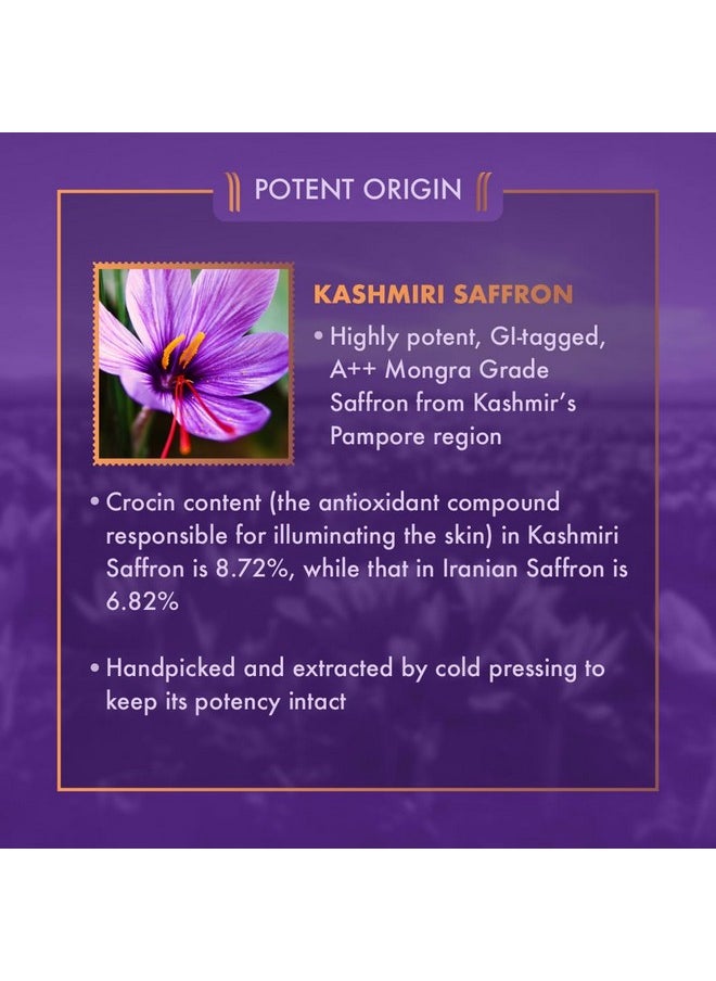Ayuga - Kashmiri Saffron Face Oil With Jasmine 100% Lluminating Natural Face Oil Fast Absorbing Lightweight Non Comedogenic For De-Pigmentation & Glow For Dry, Combination & Oily Skin Type Unisex, 15Ml - Image 1