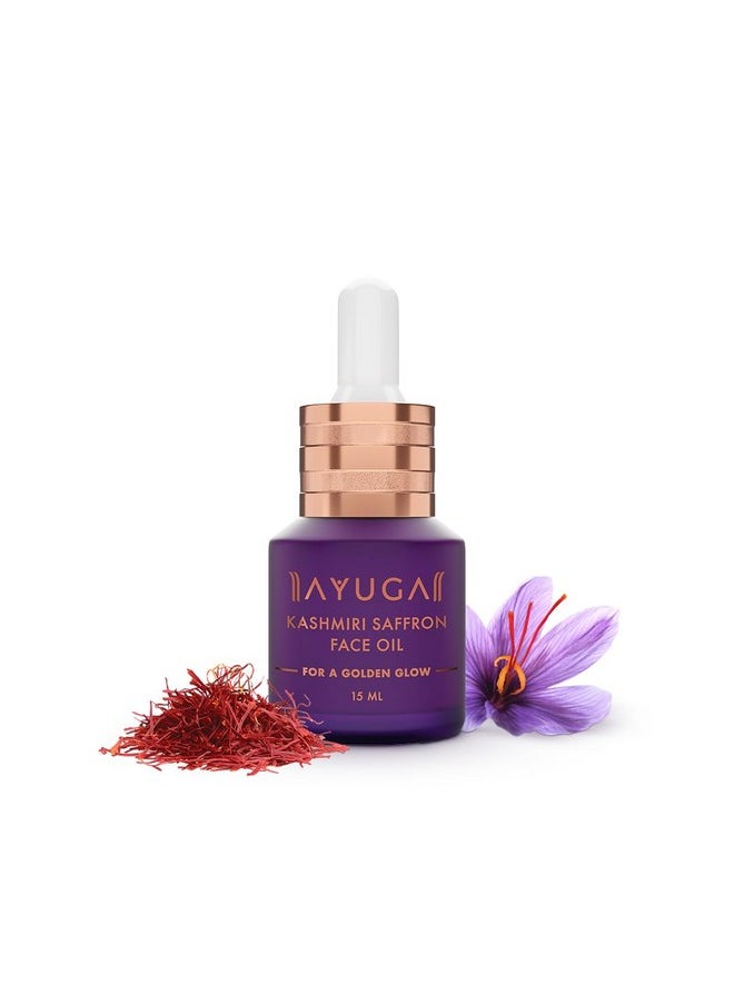 Ayuga - Kashmiri Saffron Face Oil With Jasmine 100% Lluminating Natural Face Oil Fast Absorbing Lightweight Non Comedogenic For De-Pigmentation & Glow For Dry, Combination & Oily Skin Type Unisex, 15Ml - Image 1