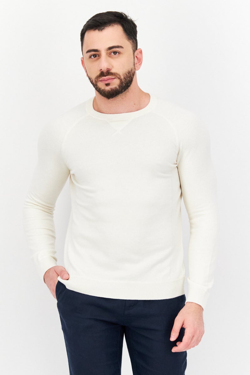 Celio سويت شيرت رجالي بأكمام طويلة وياقة دائرية، بيج - Image 1