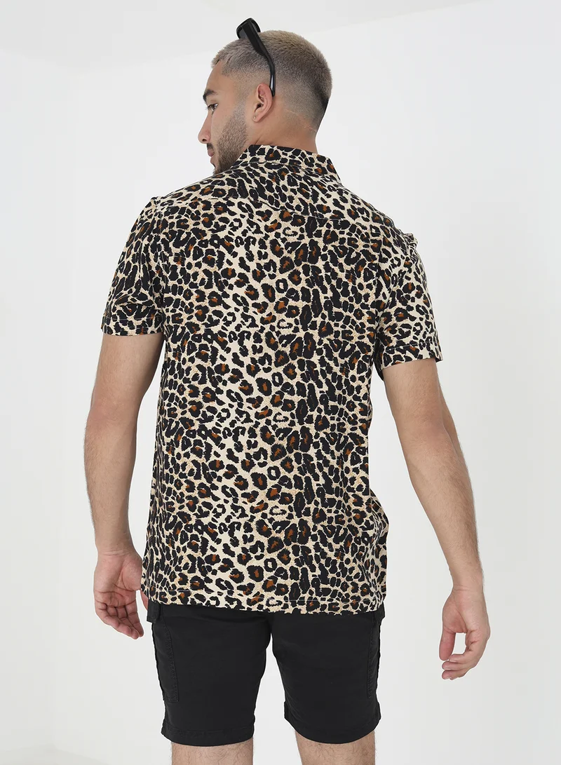 BRAVE SOUL Animal Print Casual Shirt