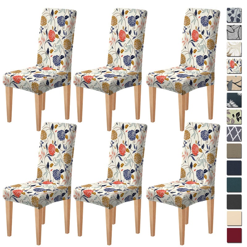 Dioxide High Stretch Chair Covers for Dining Chairs, Washable Dining Chair Covers Set of 6, Soft Kitchen Chairs Seat Covers, Parsons Chair Slipcovers Protectors for Home Hotel Restaurant Banquet - Image 1