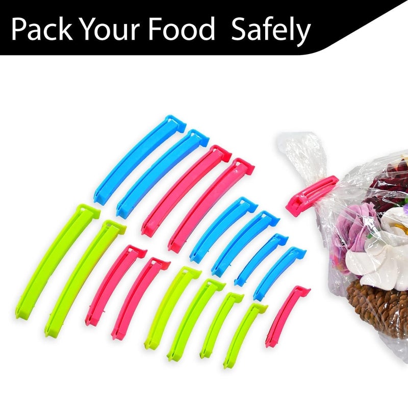 ekloo ekloo Set of 18 Pcs X 2 36 Pcs 3 Different Size Plastic Food Snack Bag Pouch Clip Sealer LargeMediumSmall Plastic Snack Seal Sealing Bag Clips Vacuum Sealer in Multicolor - Image 3