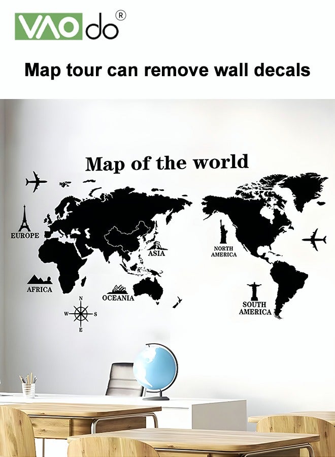 فاو دو العالم خريطة الجدار ملصق قابل للإزالة PVC مواد مضادة للماء ديكور المنزل مناسبة للمكتب غرفة المعيشة غرفة نوم الديكور خلفيات - Image 2