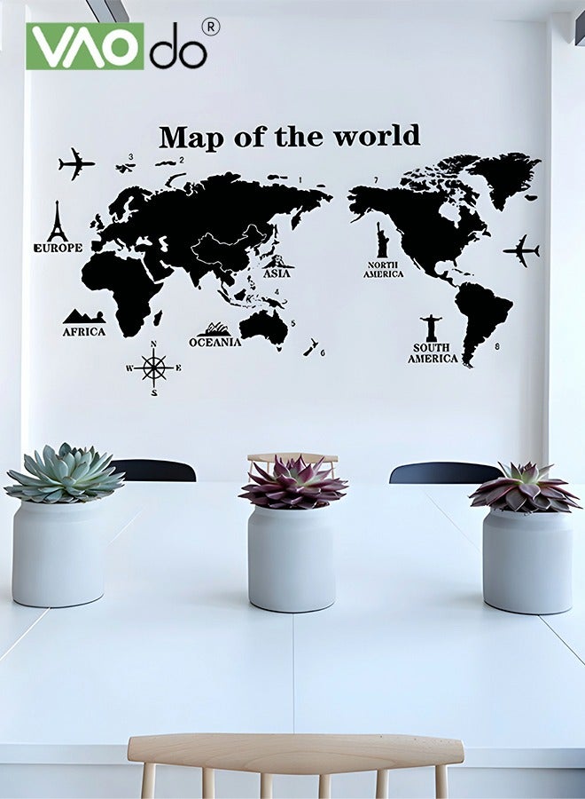 فاو دو العالم خريطة الجدار ملصق قابل للإزالة PVC مواد مضادة للماء ديكور المنزل مناسبة للمكتب غرفة المعيشة غرفة نوم الديكور خلفيات - Image 5
