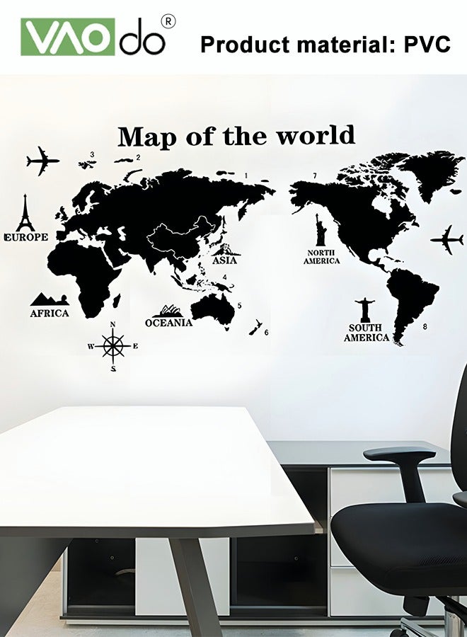 فاو دو العالم خريطة الجدار ملصق قابل للإزالة PVC مواد مضادة للماء ديكور المنزل مناسبة للمكتب غرفة المعيشة غرفة نوم الديكور خلفيات - Image 4