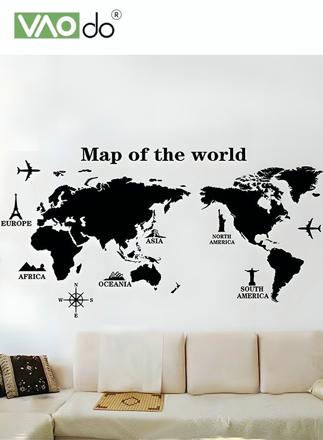 فاو دو العالم خريطة الجدار ملصق قابل للإزالة PVC مواد مضادة للماء ديكور المنزل مناسبة للمكتب غرفة المعيشة غرفة نوم الديكور خلفيات - Image 3