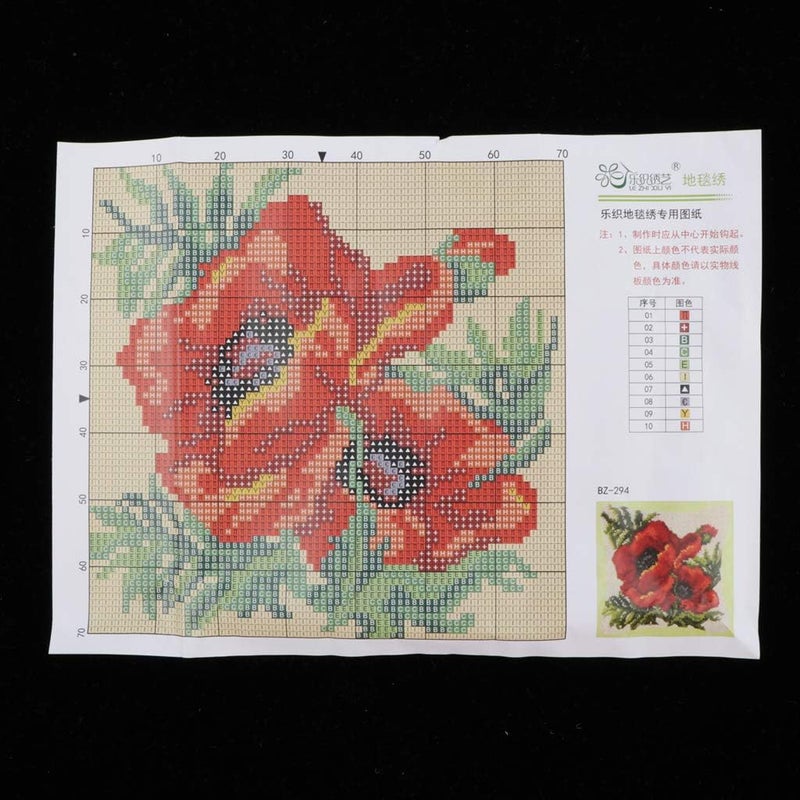 klarako Handmade Latch Hook Kits Cushion Cover Rug Making Kits DIY for Kids/Adults with Printed Canvas Pattern 17" X 17" Flower  Flower 7 - Image 4