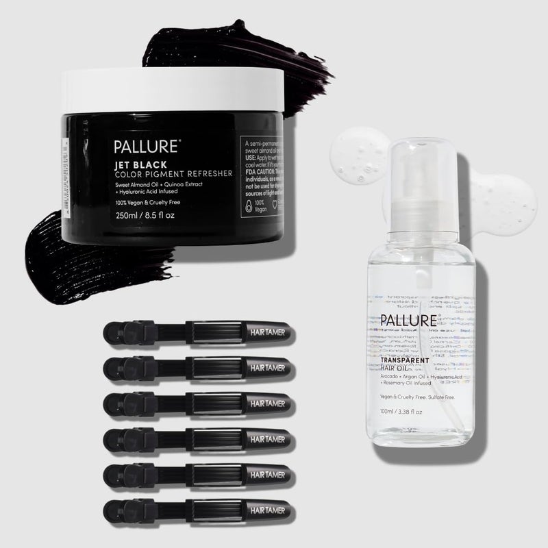 Pallure Color Pigment Refresher Mask Shine Kit Semi Permanent Hair Color Depositing Conditioner 85 Oz Jet Black 