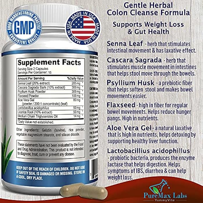 YUMMYVITE 15 Day Colon Cleanse and Detox, Herbal Detox Formula, Supports Weight Loss, Constipation Relief - Boosts Energy. Flush Toxins, Natural Safe Colon Cleanser for Men and Women - 30 Capsules - Image 2