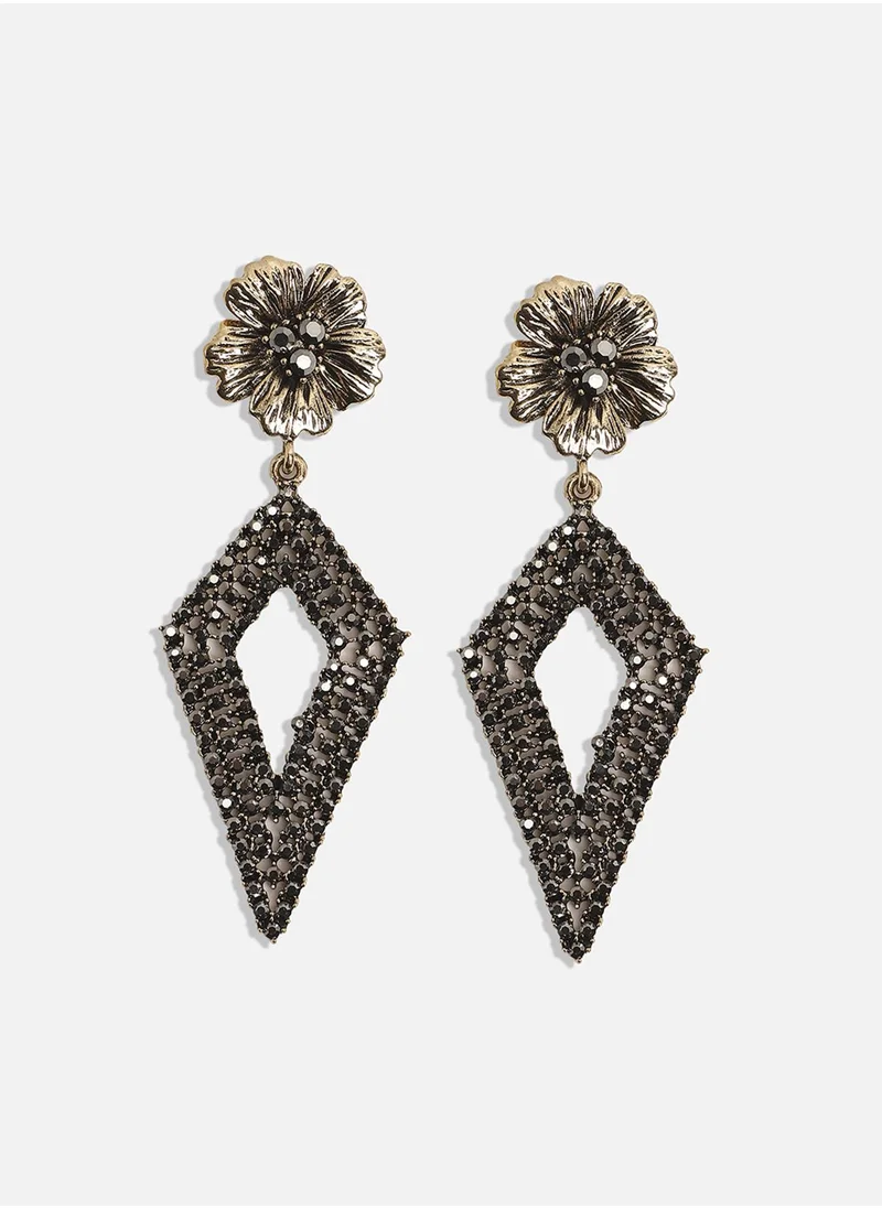 SOHI Daisy Intricate Rhombus Drop Earrings