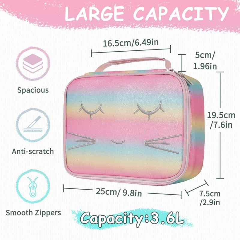 Vaschy Large Pencil Case Bag, Art Supply Marker Organizer Big Pen Pouch with Detachable Layers Slots Multiple Zipper Pockets for Kids Adults School Office Gilter Unicorn - Image 2