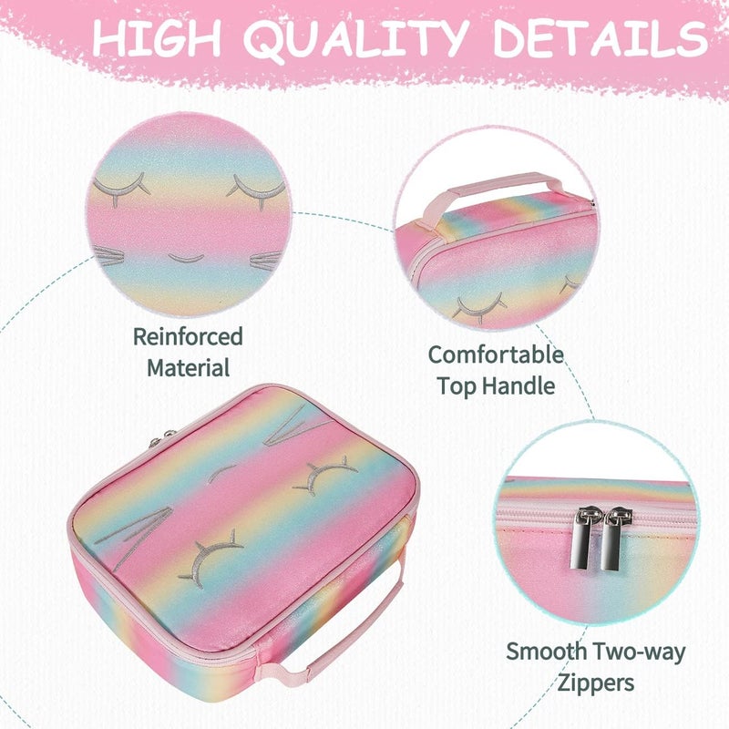 Vaschy Large Pencil Case Bag, Art Supply Marker Organizer Big Pen Pouch with Detachable Layers Slots Multiple Zipper Pockets for Kids Adults School Office Gilter Unicorn - Image 5