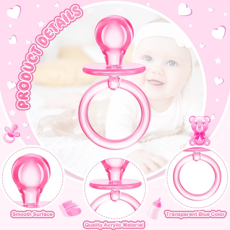 Coume 100 Pcs 2.5 Inch Baby Shower Pacifiers Acrylic Mini Baby Pacifiers Gifts Gender Reveal Party Favors for Gender Neutral Game Birthday Supplies(Pink) - Image 2