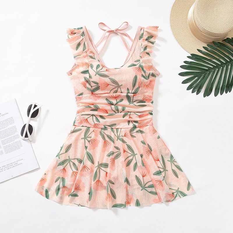 Couple Swimsuit Fashion Print Slimming Tummy Control Women'S Skirt-Style One-Piece Swimsuit Men'S Beach Shorts Couple Swimwear - Image 1